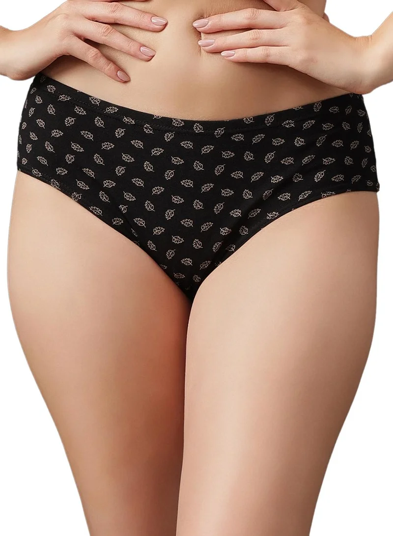 كلوفيا Pack of 3 Mid Waist Printed Hipster Panties with Inner Elastic - 100% Cotton